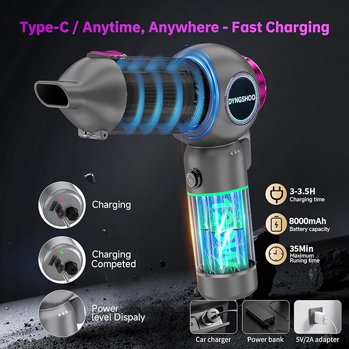 Handheld Car Vacuum Portable Cordless（Equipped with a one-Touch Window Breaker and Seatbelt Cutter ） Car Vacuum Cleaner with 