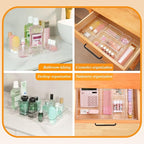 Clear Acrylic Drawer Organizers Set Storage for Makeup, Office Desk Small Vanity Trays for Drawer Bathroom Plastic Make up Or