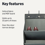 Amazon Basics 8 Tier Over the Door Shoe Organizer, Large Capacity Space Saving Hanging Shoe Storage for Closet and Dorm, Dark