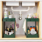 Simple Trending Under Sink Organizer 2 Pack, Sink Pull-Out Sliding Storage Cabinet, 2-Tier Under Shelf Organizer for Kitchen 