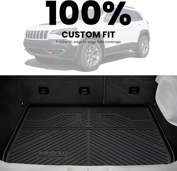 LASFIT Cargo Mat for Jeep Cherokee 2014-2018 All Weather TPE Custom Fit Rear Backrest Mat Trunk Seatback Cargo Liner, Black