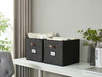 DECOMOMO Storage Baskets, 13x15x13 Storage Cube Bins with Labels for Organizing Shelves Kallax (Kallax / 4pcs, Black Pattern)