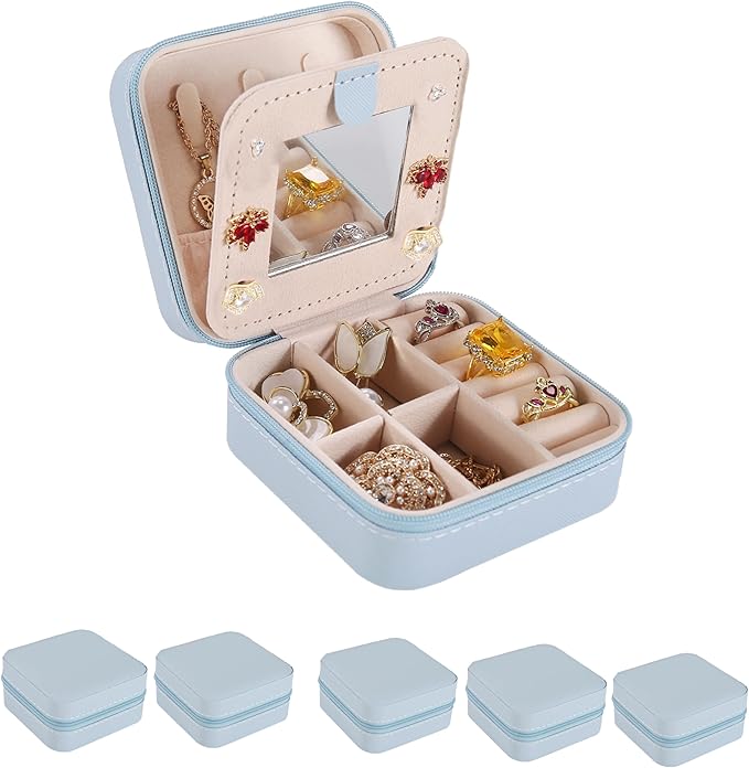 KElofoN Travel jewelry case Travel jewelry box Travel Jewelry Organizer Small Jewelry Organizer Box for Girls Women with Mirr