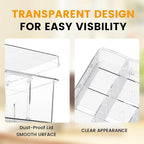 Socks Bra Underwear Drawer Organizer for Closet, 2 PCS Plastic Storage Box with 9 Removable Compartments and Lid, Clear Dress