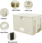 ENGPOW File Box with Lock, Fireproof Document Box with Zipper Lid, Collapsible File Storage Organizer Filing Cabinet with Han