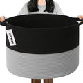 115L Large Blanket Basket,23.6"L x 23.6"W x 15.7"H Rope Woven Baskets with Handles, Toys Storage Bins,Laundry Basket Perfect 