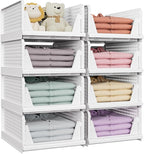 SNSLXH 5 Pack Stackable Closet Storage Basket, Multifunctional & Foldable Closet Organizer for Bathroom Kitchen Laundry Room 