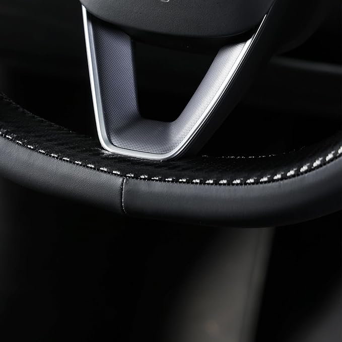 MEWANT DIY Stitching 3D Style Steering Wheel Cover Wrap for Tesla Model 3 Highland 2023-2025/Model Y 2025 Highland for Tesla Model 3/Model Y Accessories(3D Style)