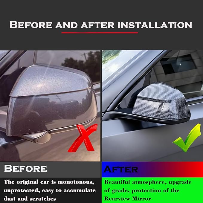 YHCDSEA Rearview Mirror Guard Cover for Tesla Model Y Juniper, Side Mirror Cover Exterior Accessories fit for Model Y Juniper 2025 2026 (Glossy Carbon Fiber Pattern)