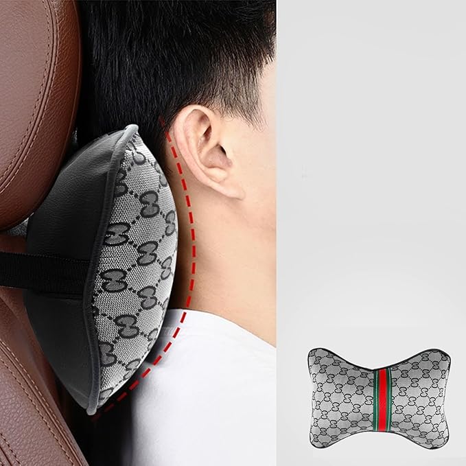 5PCS Steering Wheel Cover, with 2 Headrests, 2 Seat Belt Covers - Universal Fit for 14.5-15" Steering Wheel, Enhances Driving Experience - Perfect for Women (Gray)