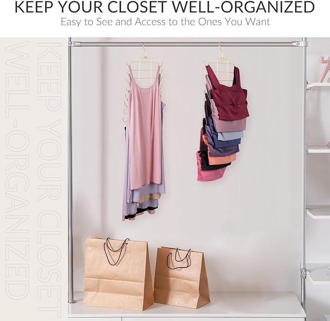 ZEDODIER 3 Pack Tank Top Hanger Space Saving, Bra Hangers for Closet Organizer, Hanging Bra Organizer Tank Tops Holder with 2