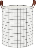 CLOCOR Collapsible Round Laundry Hamper/Large Storage Basket/Toys Bin/Boys and Girls Hamper/Room Decor (White check)