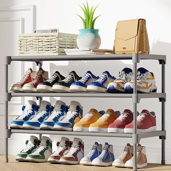 Kitsure Shoe Rack - Non-Woven Shoe Rack Shelf, Shoe Organizer for Closet, Entryway, Garage & Corridor, Stackable Shoe Shelves