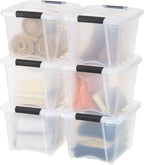 IRIS USA 19 QT Plastic Storage Box with Lid and Latches - 6 Pack - BPA-Free, See-Through Organizing Solution, Durable Nestabl
