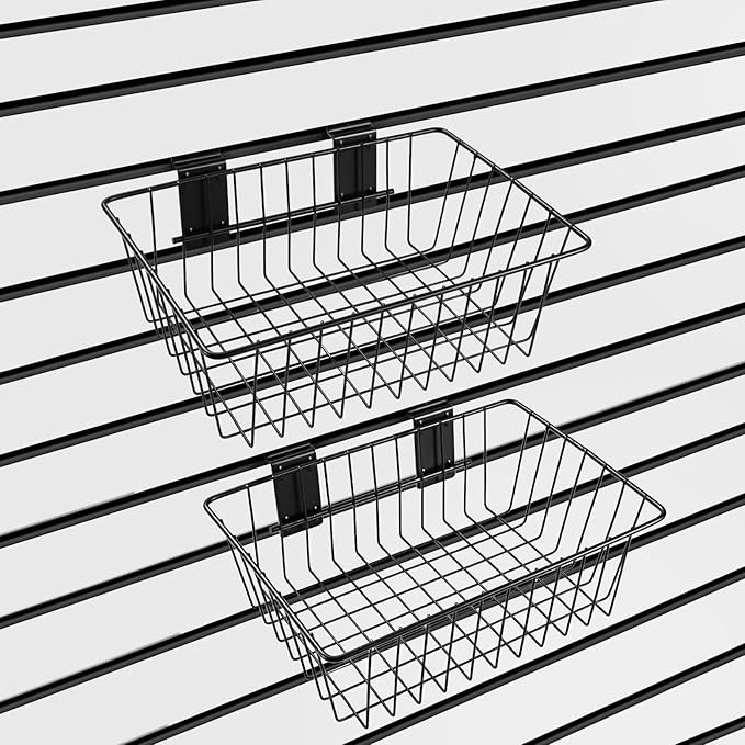 Polmart Slatwall Basket, Black (11¾" x 7⅞", 4-Pack)