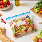 MEGAWISE Reusable Sous Vide Bags 58Pcs BPA-Free, 1.4L Vacuum Sealer Bags for Cooking & Microwave, 50 Zipper Bags, 3 Seal Clip