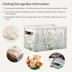 xigua Vintage Colorful Herbs Wild Flowers Floral Storage Basket Collapsible Toy Storage Bins Waterproof Canvas Storage Basket