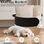 90L Large Blanket Basket, 21.7"x 21.7"x 13.8" Rope Woven Storage Basket with Handles, Laundry Hamper for Toys, Clothes, Pillo