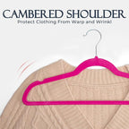 HOUSE DAY Rosy Red Velvet Hangers 60 Pack, Non Slip Clothes Felt Hanger Heavy Duty for Coat, Premium Slim Space Saving Suit H