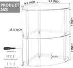 Sezanrpt 3 Tier Acrylic Corner Shelf Organizer Storage 9.5x9.5x15.7 Inch, Transparent Countertop Corner Shelf for Bathroom, K