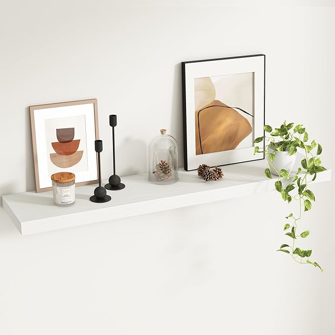 Fun Memories Floating Shelves - 9.3 Inch Deep Wall Shelf for Decor & Storage - Wall Mounted Display Shelving with Invisible H