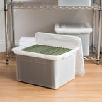 IRIS USA File Box, Plastic File Organizer with Lids for Letter/Legal File, Portable Document Box For Moving, Storage Bin with