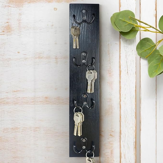 Yohsnor Vertical Key Holder Wall Mount - Stylish Home Decor for Entryway, Space-Saving Hook Rack & Organizer for Keys, Wallet