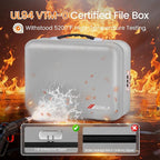 Fireproof Document Box with Lock, 5200°F Fireproof Water Resistant Hard Case File Organizer Safe Box for Important Documents,