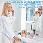 Bathroom Counter Organizer, White Silicone Toothbrush Holders for Bathrooms Organizer Countertop with 3PCS Qtip Holder, Tooth