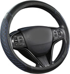 West Llama Customized Auto Car Steering Wheel Cover for Honda Civic, CR-Z, Insight, S2000, 14" - 14.25" (Diamond Quilted-Blac