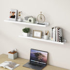 Picture Ledge Shelf for Wall, 36 inch Solid Pine Wood Nursery Book Shelves 2 Packs, Floating Ledge Shelves for Kids' Room Bed