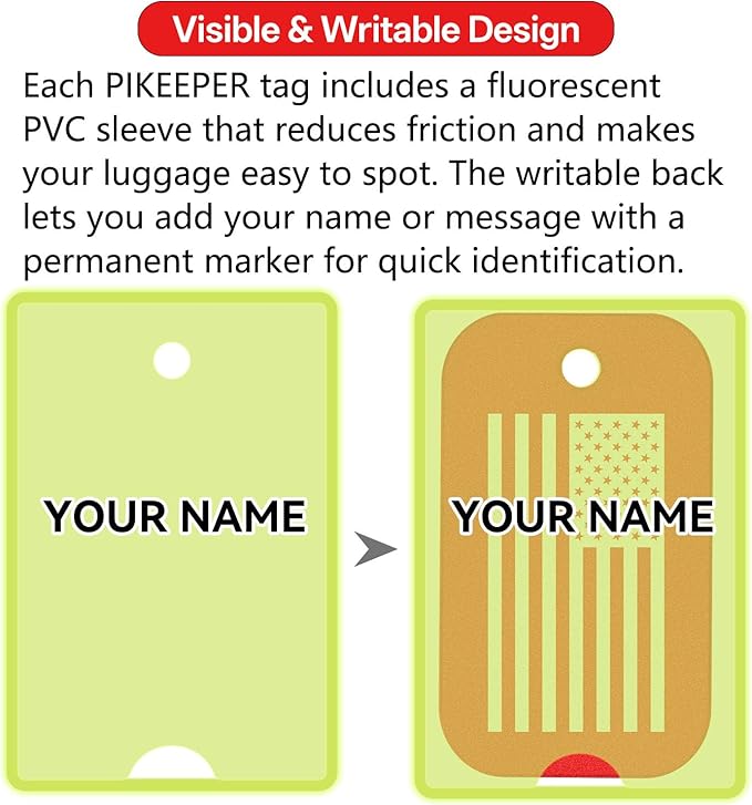 Engraved Aluminum Luggage Tag, American Flag Suitcase ID Tag with Smart QR Code for Lost & Found, Shows Scanner’s Location Wh