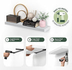 Furinno Tanna Floating Shelves for Wall Set of 2, 12 x 35 Wall Shelf, Wall Mounted Floating Shelf with Invisible Bracket, 2-i