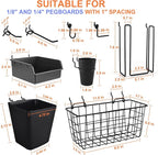 Pegboard Basket Organizers, Peg Board Large Baskets Hooks Bins Cups Tool Organizer 42 Pack Set, Wall Storage Display Hanging 