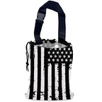 Retro American Flag Car Trash Bag,Hanging Drawstring Car Garbage Bag,Waterproof Canvas Car Back Seat Organizer with Adjustable Buckle,for Vehicles,SUVs,Camping,Road Trips