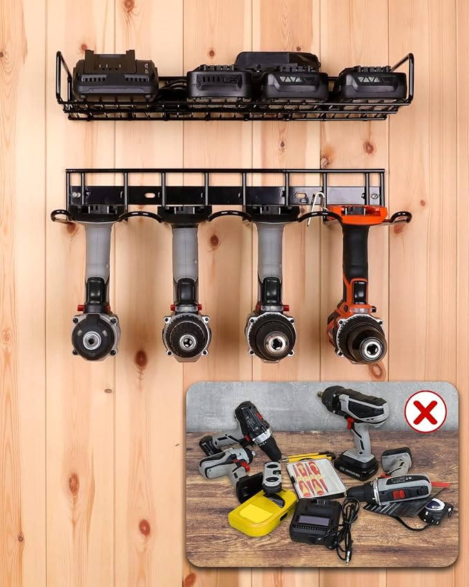 UNITEDPOWER Wall Mounted Power Tool Organizer Holder, Heavy Duty Utility Storage Rack for Battery Powered Hand Tools, Cordles