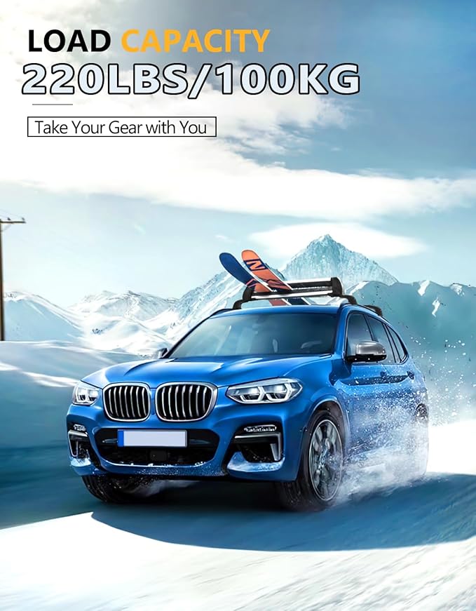 Tuyoung Lockable 220lbs Roof Rack Cross Bars Compatible with BMW X3 G01 2018-2026 (Not for G45), Heavy Duty Aluminum Roof Rails Crossbars Rooftop Cargo Carrier Luggage SUV Accessories