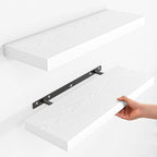 Fun Memories Rustic Floating Wall Shelves, Wall Mounted Wood Storage & Display Shelves for Bathroom, Bedroom, Living Room or 