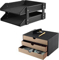 Desk Organizer with 3 Drawers,Leather Desk Organizer