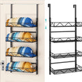 HapiRm Over the Door Hat Organizer - 4 Tier Wall Mounted Hat Rack with 4 Adjustable Metal Basket, Baseball Caps Organizer Sto