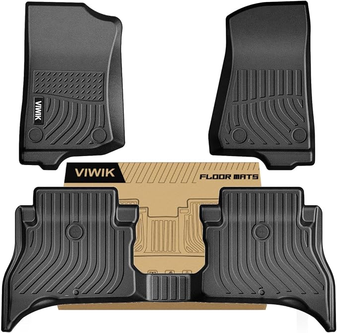 VIWIK Custom Fit Floor Mats for 2021-2026 Jeep Wrangler Unlimited 4XE 4 Door | 3D Scanning Design | All Weather Protection, Non Slip, Waterproof & Easy to Clean | 1st & 2nd Row Accessories