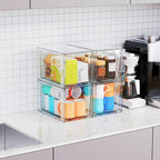 Yieach 2 Pack Baby Bottle Organizer for Countertop,Large Stackable Storage Bins Under The Sink,Acrylic Drawer Organizer and B