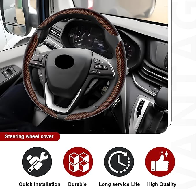 3pcs Universal Carbon Fiber Steering Wheel Cover - Anti-Slip & Segmented Design, Universal 99% Durable Steering Wheel Protect