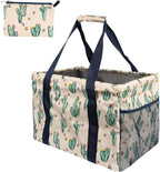 Extra Large Utility Tote Bag - Oversized Collapsible Tote with Wire Frame, Durable Reusable for Beach, Groceries, Laundry, Car Trunk, Storage and Travel - Includes 5x7 Bag with Hook - Cactus