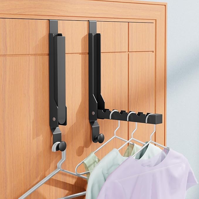 4 Pack Over The Door Hanger Folding Clothes Drying Rack, Folding Hanging Coat Rack for Indoor Laundry Room Compact Small Spac