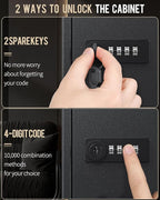 Uniclife 120 Position Key Cabinet with Combination and Key Lock Resettable Black Digital Security Storage Box Steel Key Organ