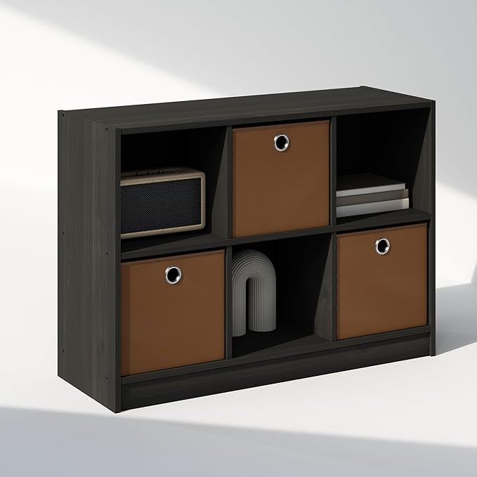 Furinno Cubic Closet Organizers and Storage, 6-Cube Closet Organizer with Bins, Open Shelf Storage, for Wardrobe, Bedroom, Li