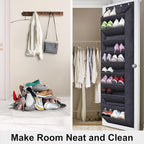 SLEEPING LAMB Over The Door Shoe Organizer for Closet with Large Deep Pockets, Narrow Shoe Rack for Door Hanging Boots Storag