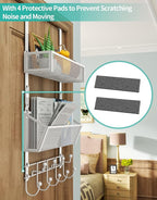 HapiRm Over Door Hook with 2 Mesh Baskets and 9 Hooks, 304 Stainless Steel No Drilling Over The Door Hanger, Storage Organize