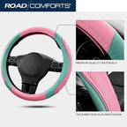 Road Comforts Car Steering Wheel Cover - Microfiber Leather Steering Wheel Wrap Sports 14.5-15 Inch Steering Wheel Cover Non-
